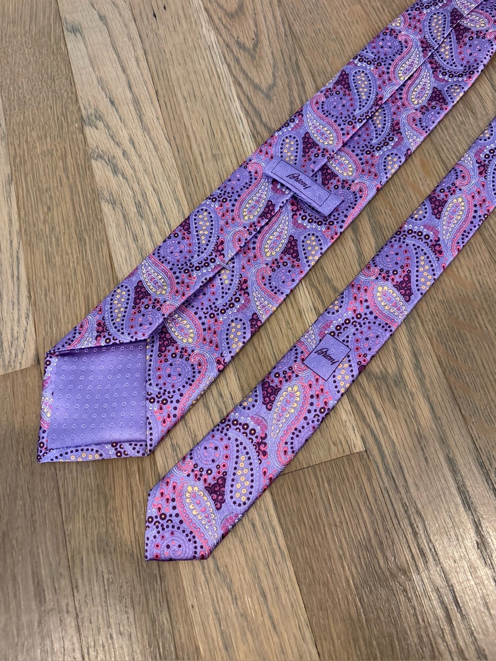 Brioni Men’s Designer Paisley Tie Pink & Purple Mint Condition 60”x3.5”